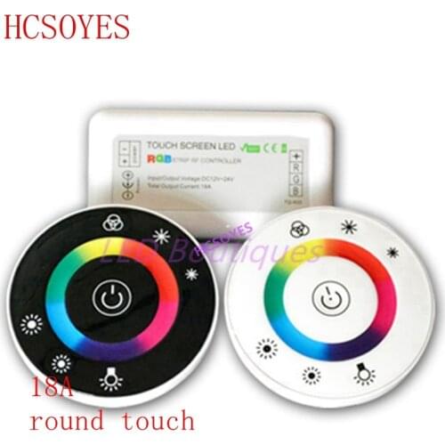 DC12-24V 2.4G 18A 7key RF remote touch controller round mini wireless LED touch RGB/RGBW colorful for led moudle strip