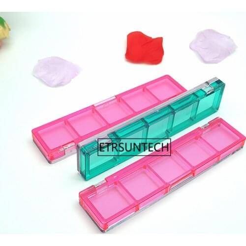 100pcs Empty Green Pink Eyeshadow Container Case 5 Girds Pans Cosmetic Blusher Compact Lipstick Container F2376