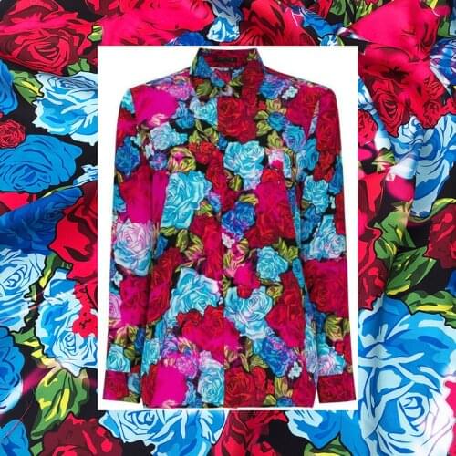 Rose 100% Polyester Printed Knitted Fabric Brand Clothing Shirt DIY Twill Cloth Fabrics by the Meter for Dress Alibaba Express