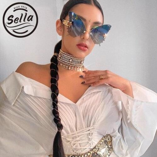 Sella New Arrival Fashion Women Oversized Butterfly Sunglasses Trending Tint Gradient Lens Brand Designed Street Style Glasses