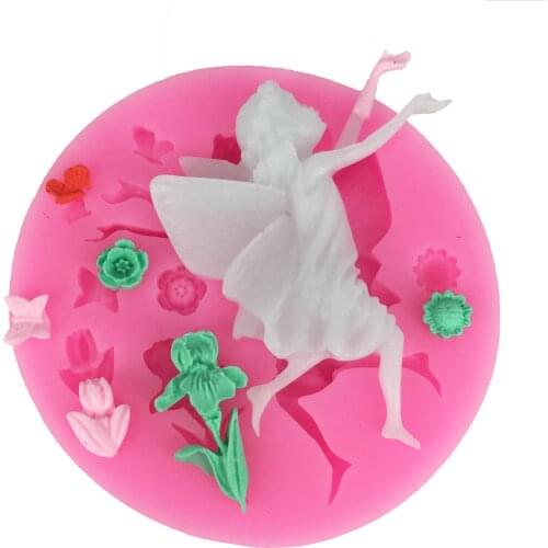 Silicone Fondant Resin Mold Flower Fairy Little Angel Butterfly Small Flower Pattern Cake Decorating Plaster Glue Tools Kitchen