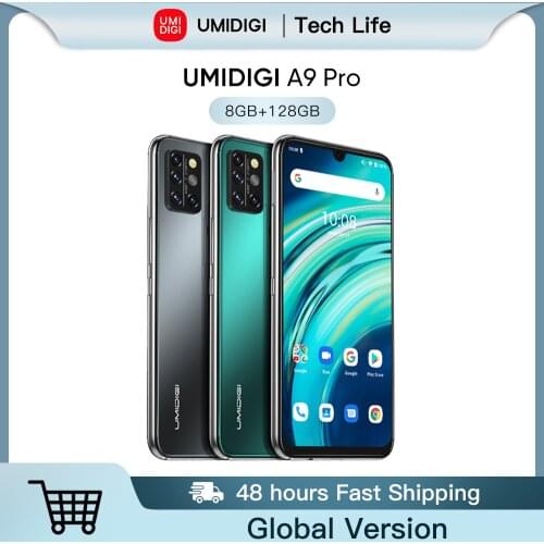 2021 UMIDIGI A9 Pro Android 11 RAM 8GB 128GB Samrtphone 48MP AI Matrix Quad Camera Helio P60 Octa Core 6.3"FHD+ Display 4150mAh