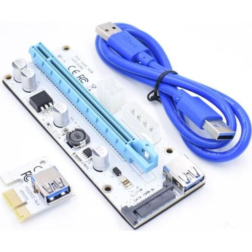 VER008S PCI-E Riser Express 1X to 16x Extender USB 3.0 Riser Adapter Card with 3 power interface