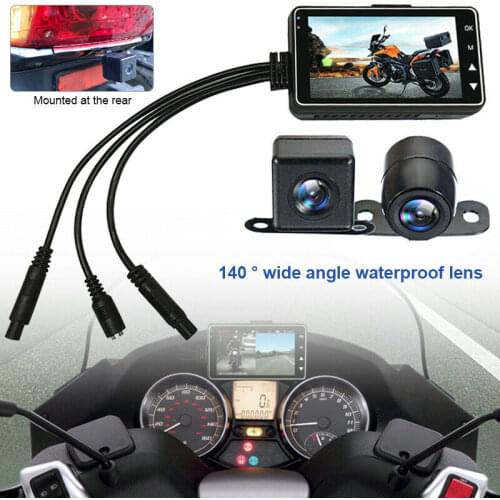 Motorcycle Dashcam Viewer Riding Record Camera Waterproof Dual Lens Video Recorder Front Rear HD Cam Motorbike Loop Recording