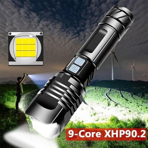 XHP90.2 9-core High Quality Powerful Tactical Led Flashlight XHP70.2 Zoomable Torch Usb Rechargeable 18650 26650 Battey Lantern