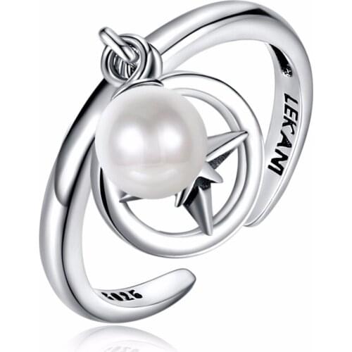 YuanYaxc Vintage Wind Opening Ring S925 Sterling Silver Jewelry Womens Sterling Silver Ring Jewelry Pearl Pendant
