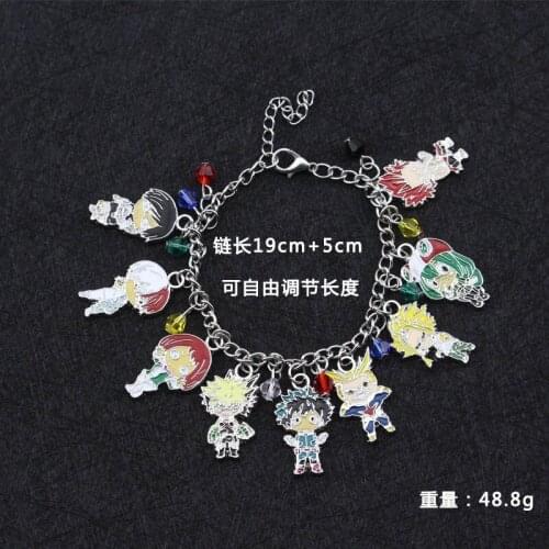 10pcs/lot Anime My Hero Academia Alloy Combination Bracelet Bakugou Katsuki Shoto Metal Keychain Toys gift