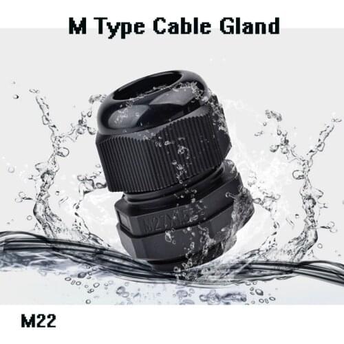 10pcs M Type waterproof Nylon Cable Gland IP68 M22 High Quality 10-13mm No Waterproof Gasket PA66 cable conduit free shipping