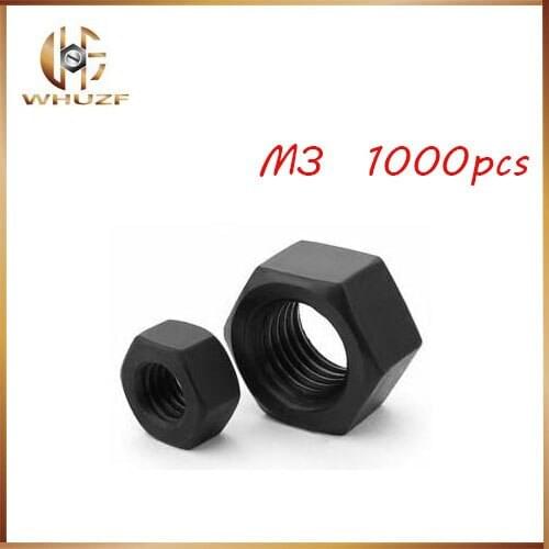 1000pcs M3 Nut Hex Nut Carbon Steel Black High Hex Nutsert Best Selling Stainless Thread Nutstainless bolts,nails,riveter
