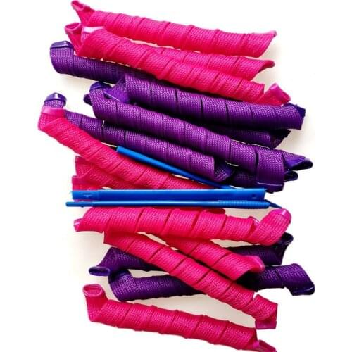 18pcs/set 55cm long 2.5cm diameter fashionable magic curls easy to use plastic hair rollers No heat curl
