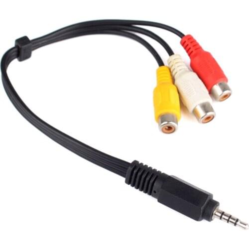 3.5mm Mini AV Male to 3RCA Female M/F Audio Video Cable Stereo Adapter Cord #54160