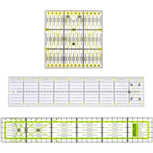 3 Pieces Square Rectangle Clear Plastic Quilt Quilting Ruler Patchwork Sewing Ruler for Crafts