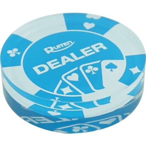 95g Acrylic Blue Poker Dealer Button Transparent Poker stars Playing Cards Guard Chips Diameter 72mm