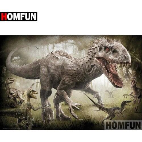HOMFUN 5D DIY Diamond Painting Full Square/Round Drill "Animal dinosa" 3D Embroidery Cross Stitch gift Home Decor A00331