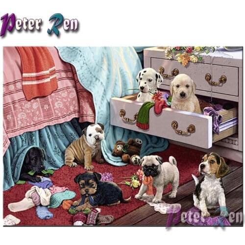 5d animal Diamond Painting Naughty dog Embroidery DIY full Square/round Mosaic Picture Rhinestone Childrens decoration gift