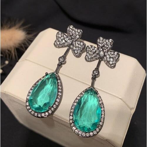 Bilincolor Fashion Pink Waterdrop Clover Earring for Women Summer Jewelry