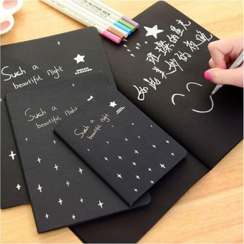 Kawaii Cute Notebook Diary Black Paper Notepad Sketch Graffiti Notebook For Drawing Painting Office School Stationery Gifts