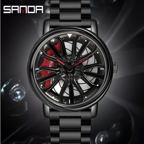 Sanda Top Brand Men Wristwatch Luxury Fashion Watch Military Quartz Watch Wheel Series Dial Waterproof Watch Relogio Masculino