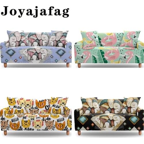 Cartoon Animals Cute Elastic Couch Cover Dust Proof Sofa Covers Washable Stretch Slipcover 1/2/3/4 Seater For Living Room Decor