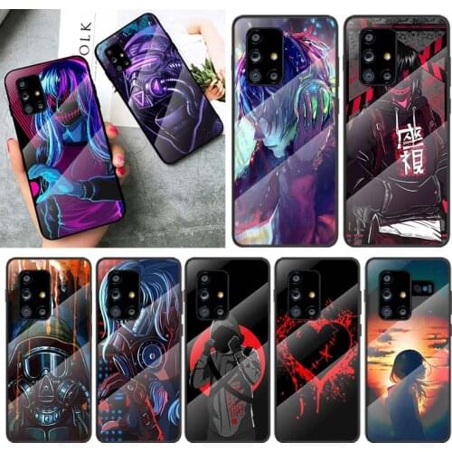 Tempered Glass Cover Face mask style future For Samsung Galaxy A91 A81 A72 A71 A52 A51 A41 A31 A21S A11 A01 Phone Case