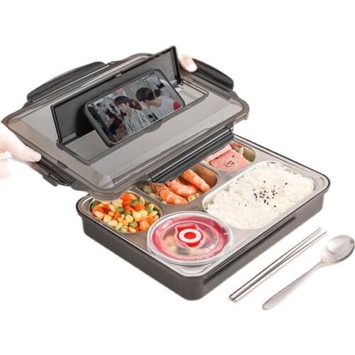 Eco metal soup bowl bento lunch box plate 5 compartment food container