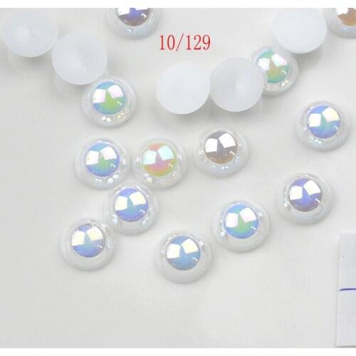FLTMRH 10pcs 14mm AB half Pearl Beads Charms Round Perles Plastic Imitation Pearl Beads For Jewelry Making Decoration DIY