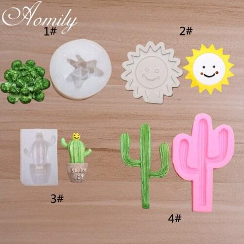Amoliy Succulents Sun Cactus Fondant Cake Molds Cake Decorating Tools Jelly Sugar Craft Chocolate Mold Ice Cube Mold Baking Tool
