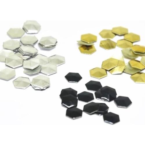 Hexagonal Shape Hotfix Rhinestuds Metallic Iron On Flat Back With Glue Studs Loose Beads DIY Accessories 6/8/10mm