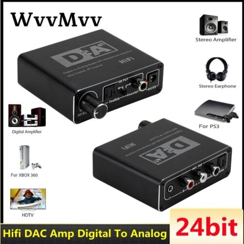 Hifi DAC Amp Digital To Analog Audio Converter 3.5mm RCA Headphone Amplifier Toslink Optical Coaxial Output Portable dac 24bit