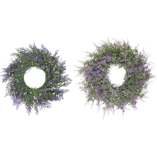 45cm Artificial Lavender Flower Wreath Garland Door Farmhouse Wedding Decor