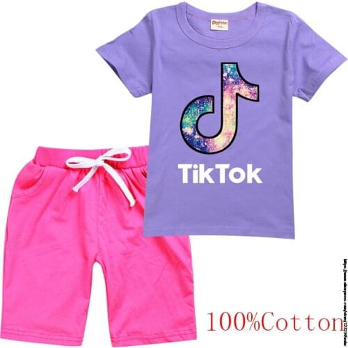 Tik Tok Baby Girls Boys Clothes Set Summer Short Sleeve Tik Tok Printed T-Shirts + Shorts 2pcs/Set Toddler Teenagers Tracksuit