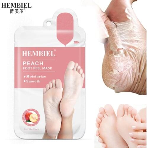 HEMEIEL Peach Foot Peel Mask Exfoliating Remove Dead Skin Calluses Crack Moisturizing Feet Mask Socks For Heels 1Pair=2pcs