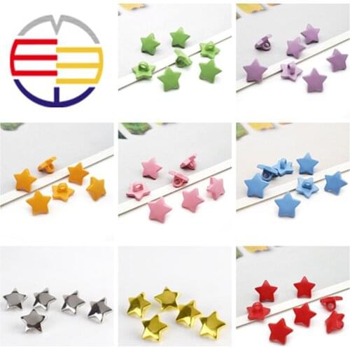 Meetee 100pcs 15mm High-grade Stars Plastic Shank Button Gold/Silver Pentacle Shirt Buttons DIY Decorate Buckle Accessory ZK730
