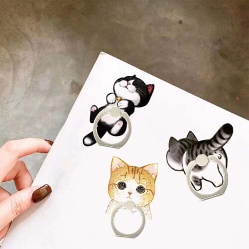 Cartoon Pet Cat 360 Degree Rotation Smart Phone Finger Ring Stand Mobile Phone Holder For iPhone Xiaomi Huawei All Phone