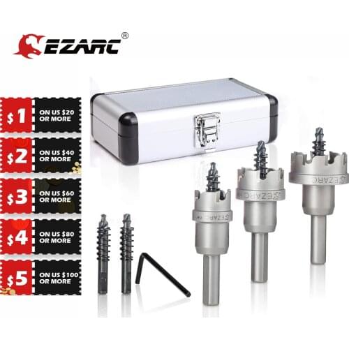 EZARC Carbide Hole Cutter Set 6 Piece for Stainless Steel, Long Life Hole Saw Kit for Hard Metal