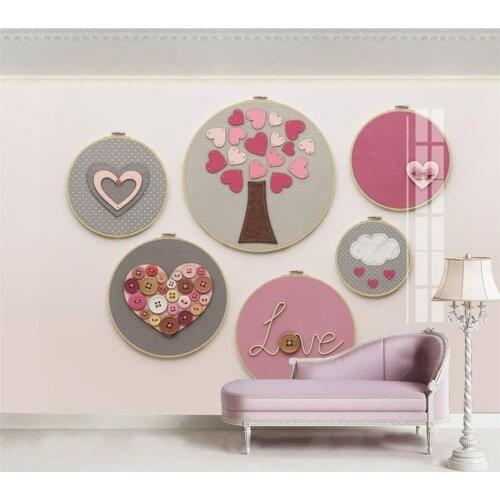 Welyu Customized Wallpaper 3d обои Nordic Fashion Fresh Mural Round Wall Painting Love Couple Tree TV Background Wall фотообои