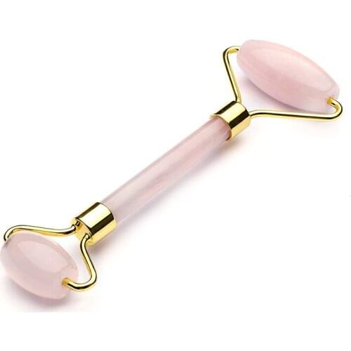 Jade Roller for Face Scraping Massage Tool Set Skin Care Anti Aging Natural Rose Quartz Facial Slimming Roller