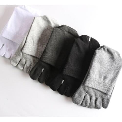 New 100%Cotton 5 Finger Socks Man Women Solid Color Black White Anti-Slip Japanese Style Tabi With Separate Funny Toes Socks
