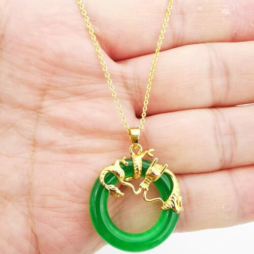 New Imitation Green Jades Stone Carved Dragon Bead Gems Pendant 1PC