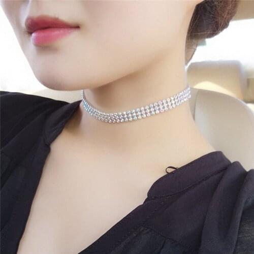 Popular Women Necklace Jewelry Fashion Women Full Crystal Color &Transparent Drill Choker Collar Chain Necklace Jewelry
