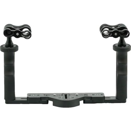 Underwater Tray Housings Arm for Gopro Action Camera Holder Double Grip Diving with 2 two Holes Butterfly Ball clamps