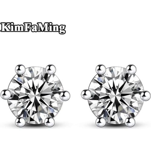 Simple Cusual Solitaire Zircon Jewelry Studs in Silver for Men/Women Trendy Sporty Fine Jewellery E199