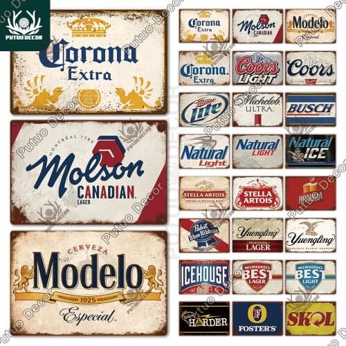 Putuo Decor Beer Plaque Metal Vintage Tin Sign Metal Sign Decorative Plaque Wall Decor Pub Man Cave Club Bar Decoration