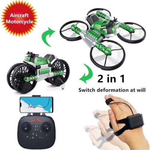 WiFi FPV RC drone fly Motorcycle land & air 2 in 1 RC Helicopter With hd camera gesture control Altitude Hold RC Quadcopter toy