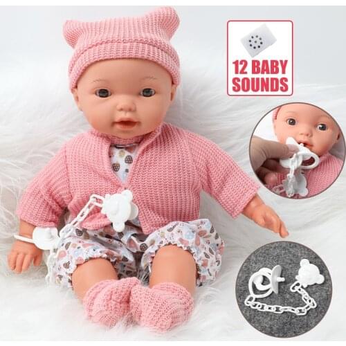 16 inch Realistic stuffing cotton silicone Bebe reborn doll 40 cm Simulation sound long hair Baby doll Clothes set for toys kids
