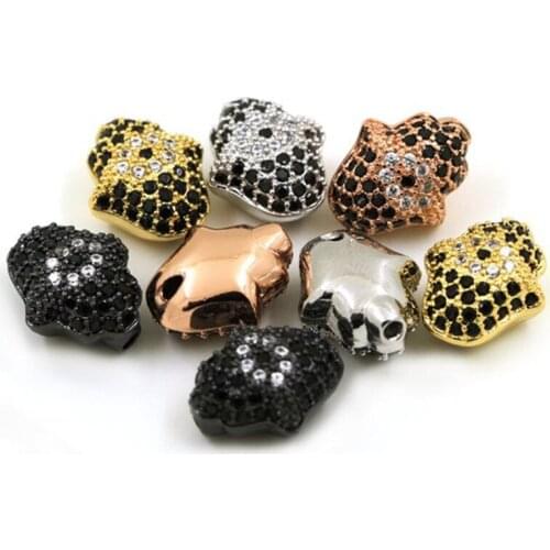 Evil eye hand beads charm for men Unisex bracelet, Micro Pave black Cubic Zircon making bracelets Hand Chain Necklace