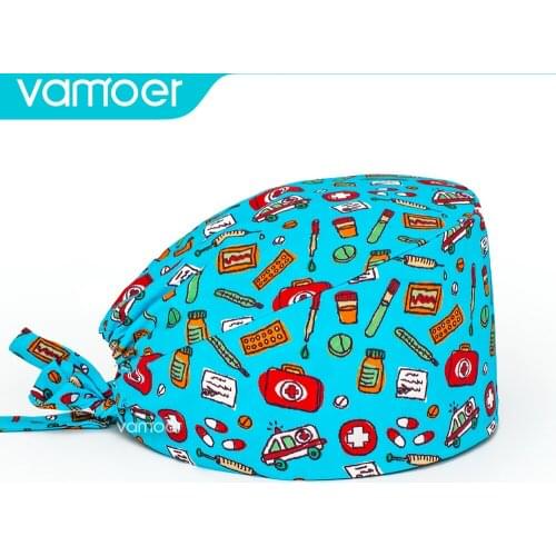 Pet Veterinary work hats laboratory printing pet caring Elastic Sweatband nursing Hats wholesale nurses hats for women