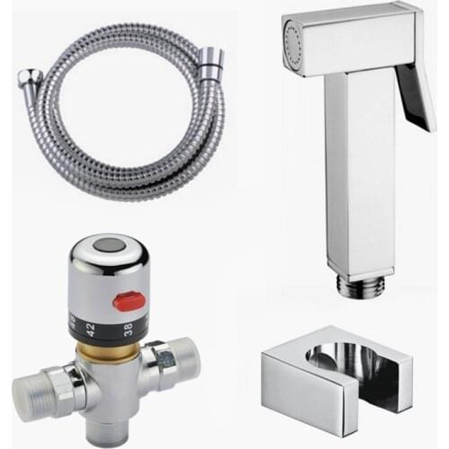 Solid Brass chrome Women Handheld shower stainless steel hose with brass shower holder Thermostatic Valve BD238