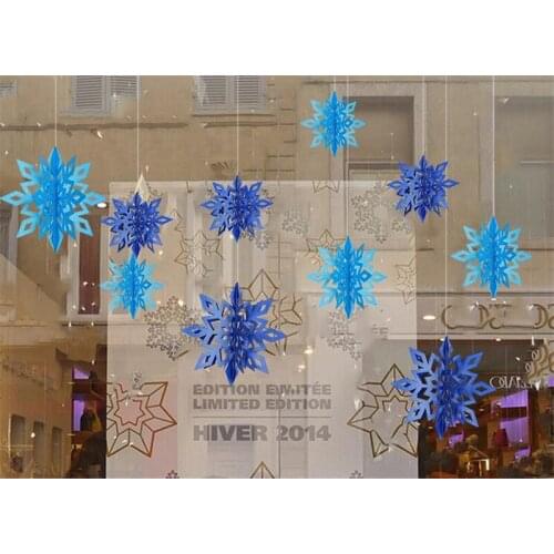 Hot 100sets 6 Pcs/Set Cardboard 3D Hollow Snowflake Hanging Ornaments New Years Christmas Decorations for Home Party Decoration