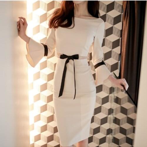 Autumn Runway High Quality Women New Pattern Fashion Dress Long Sleeves Hollowing Out Medium length Paragraph Slimming Dress